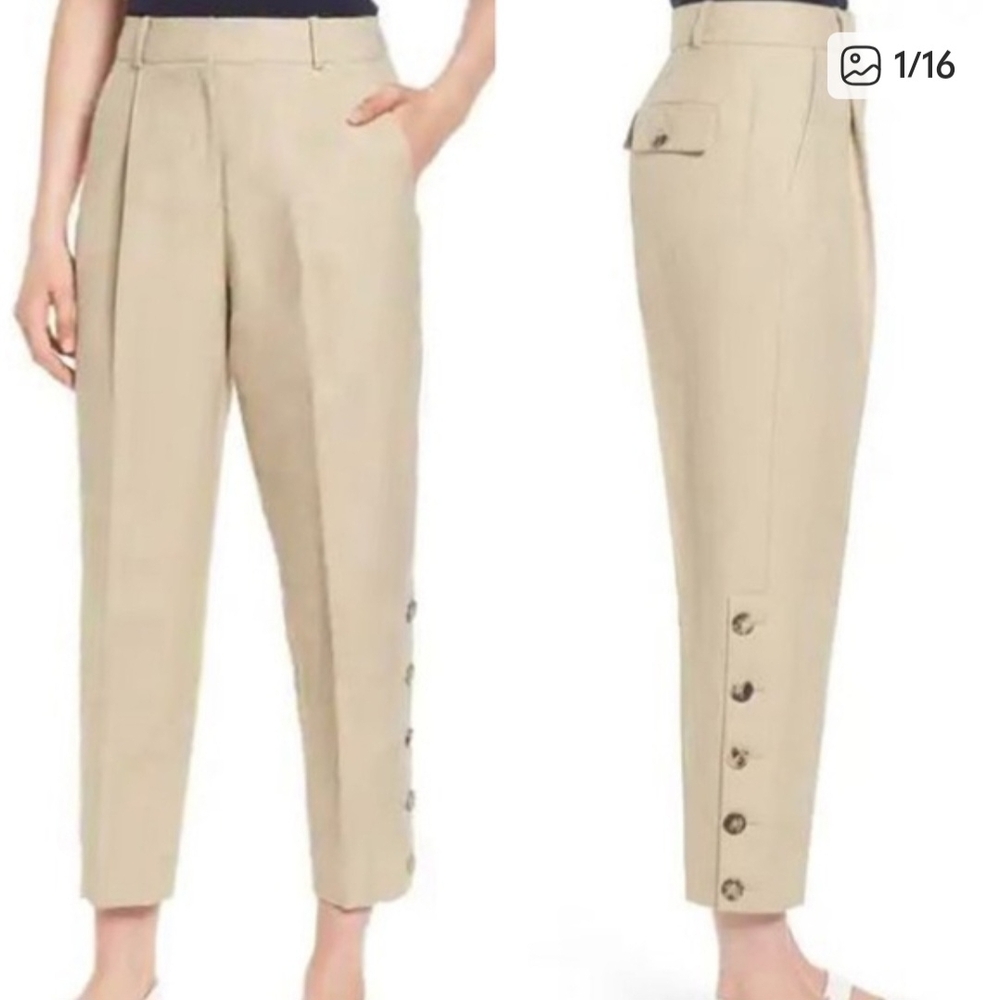 Women's Tan Button-Detail Pants